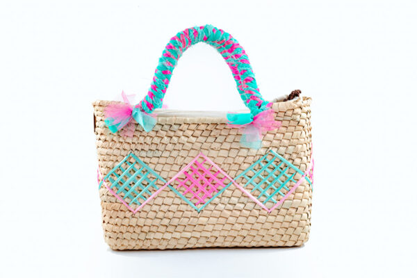 BAG BY CORAZONPLAYERO RHOMBUSPINKANDTEAL 2