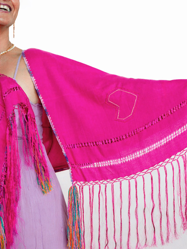 Leonor Silk Shawl on Pink