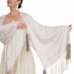 Leonor Silk Shawl on Beige