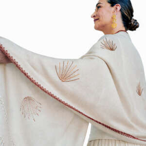 Agave Neutrals Silk Shawl on Beige