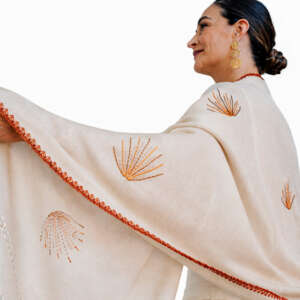 Agave Neutrals Silk Shawl on Beige