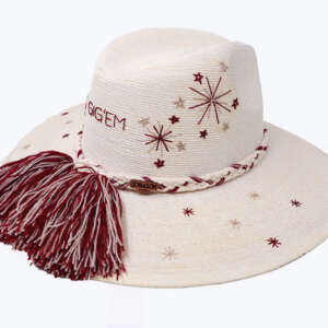 Texas A&M Inspired Victory Sparks White Palm Hat - side view with pompons