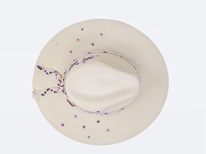 TCU Inspired Victory Sparks White Palm Hat - top view