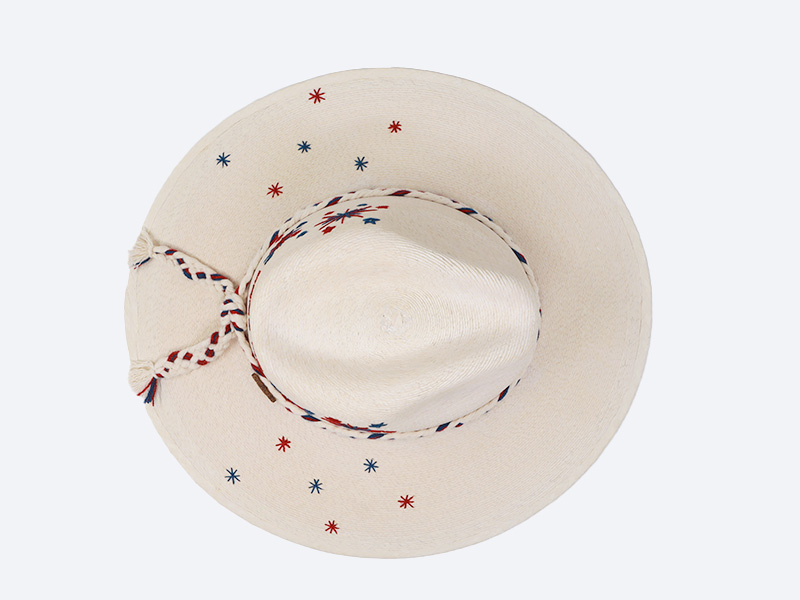 SMU Inspired Victory Sparks White Palm Hat - top view