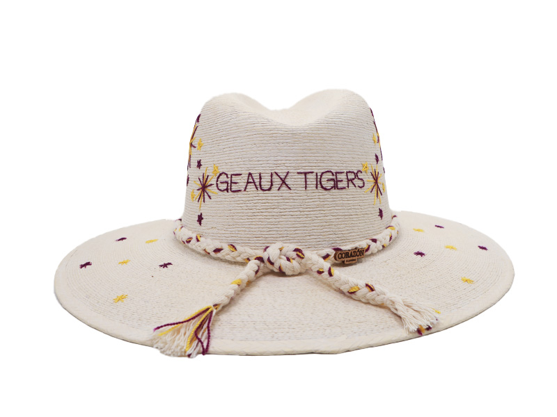 LSU Inspired Victory Sparks White Palm Hat - back view