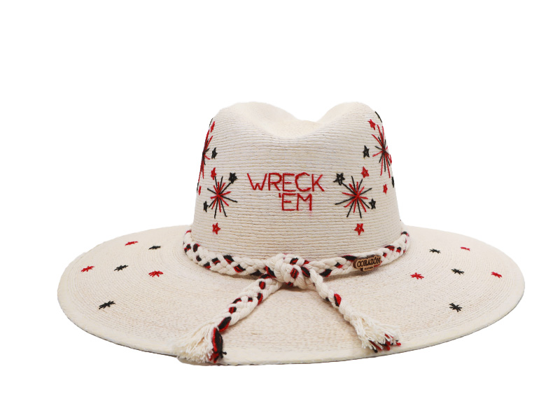Texas Tech Inspired Victory Sparks White Palm Hat - back view