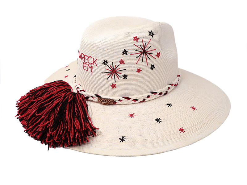 Texas Tech Inspired Victory Sparks White Palm Hat - side view