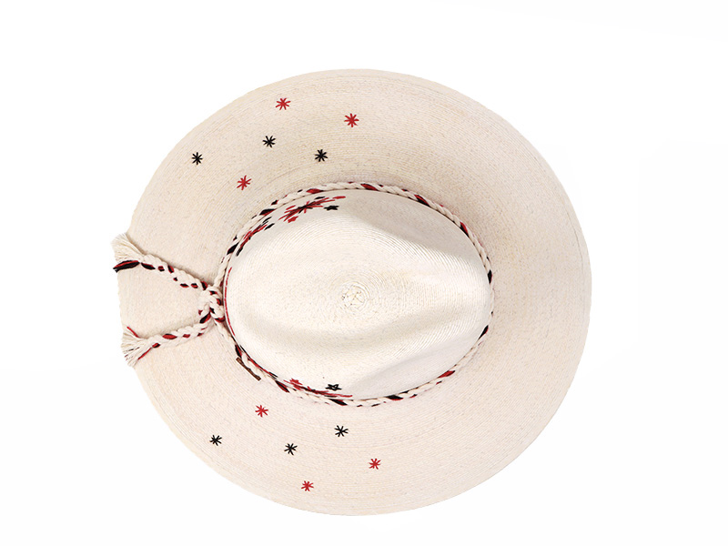 Texas Tech Inspired Victory Sparks White Palm Hat - top view
