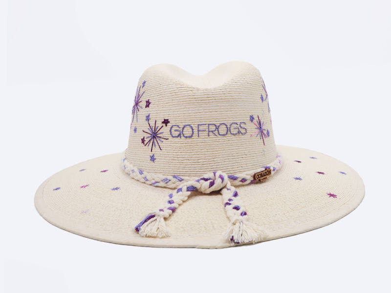 TCU Inspired Victory Sparks White Palm Hat - back view